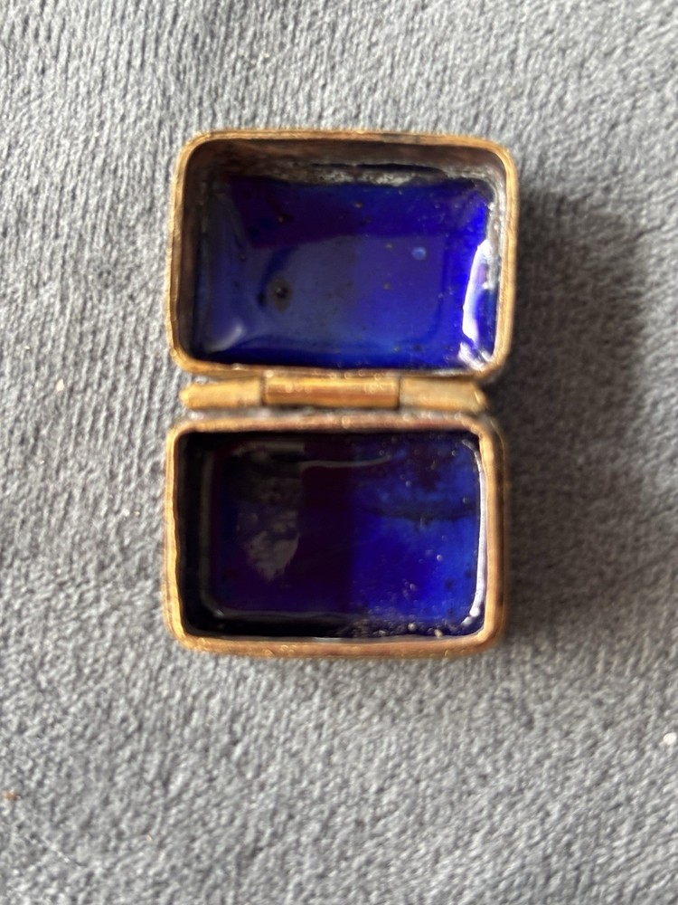 Mini Hinged Vintage Rectangular Cloisonné Trinket Box
