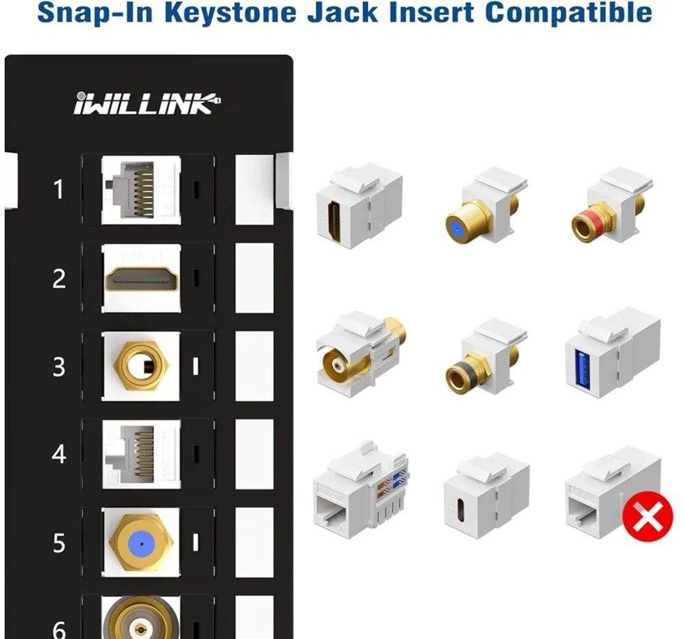 Blank 12-Port Keystone Patch Panel with 89D Wall Mount Bracket, Versatile Vertic