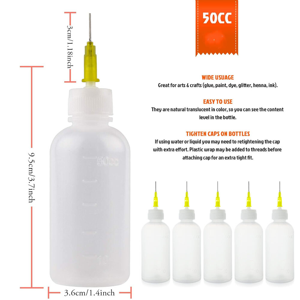 50ml Precision Applicator Bottles, 20Pcs Needle Tip Squeeze Bottle Squeeze