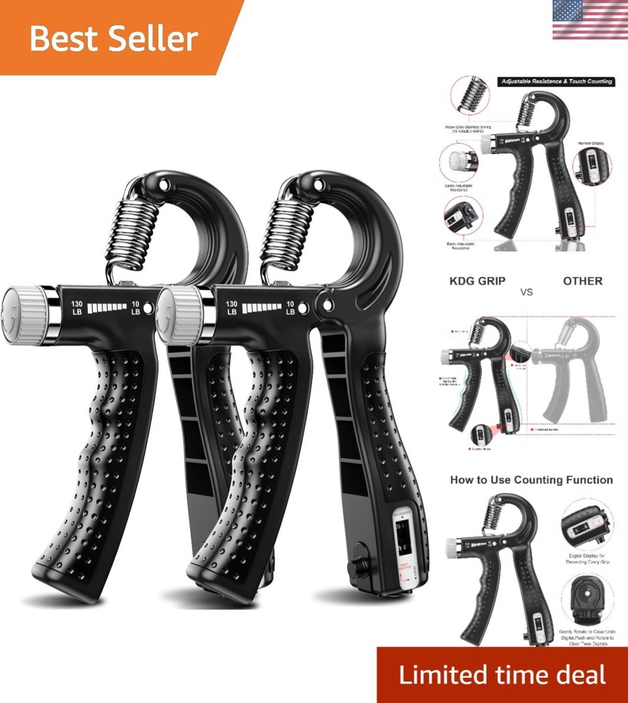 2 Pack Adjustable Hand Grip Strengthener 10-130 lbs with Smart Counting Function