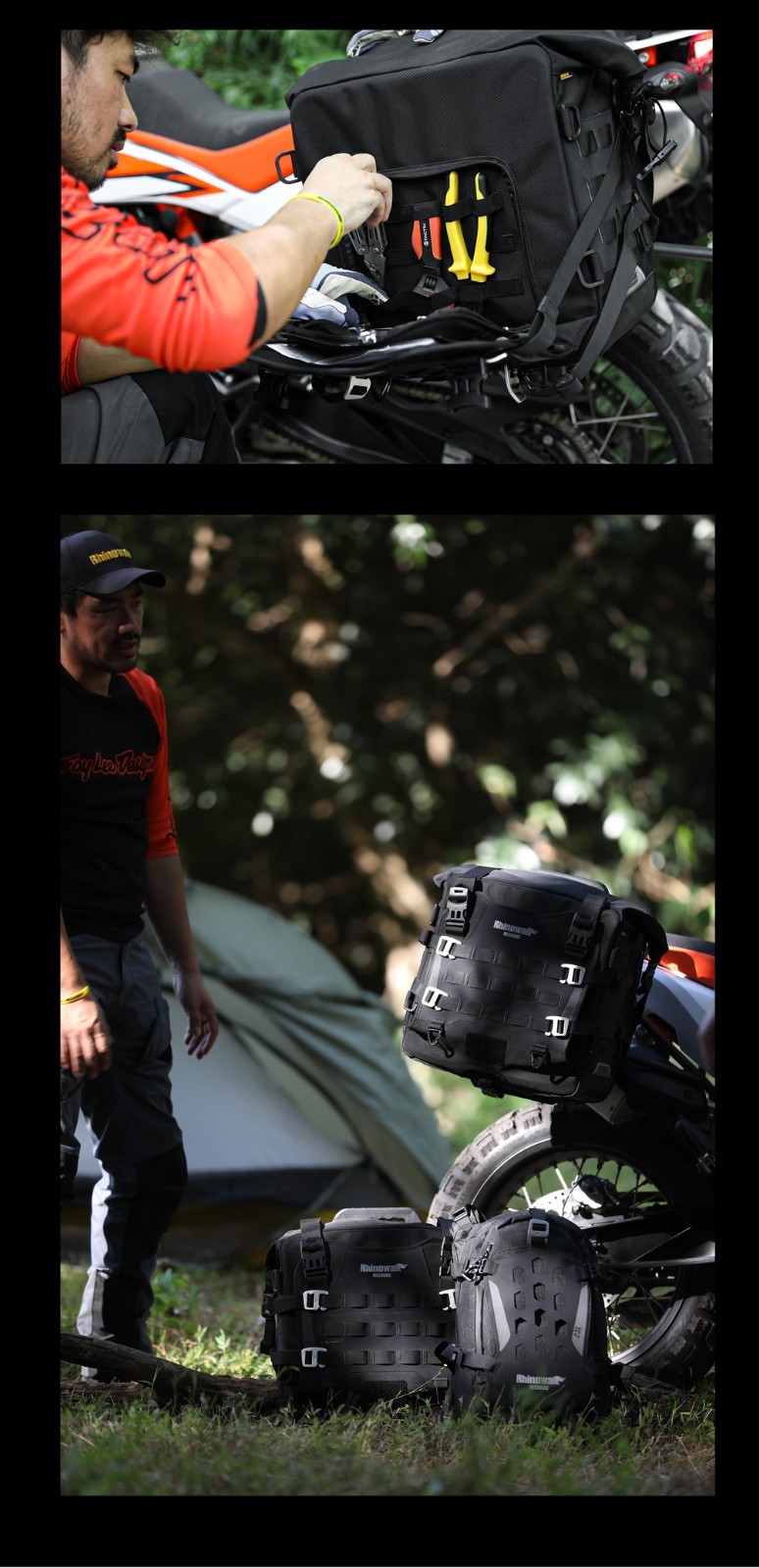 Rhinowalk Motorcycle Side Bag Waterproof 35L Quick Release Saddlebag Pannier 1Pc