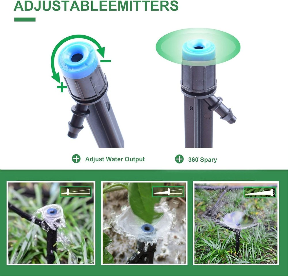 50PCS Adjustable Drip Emitters – 360° Sprayers for Efficient Garden Irrigation