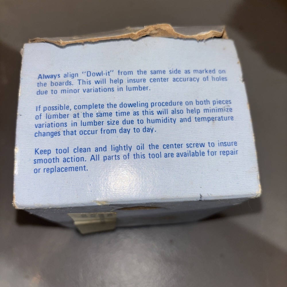 Dowl-it Self Centering Dowel Drill Guide Model No. 2000 Original Box