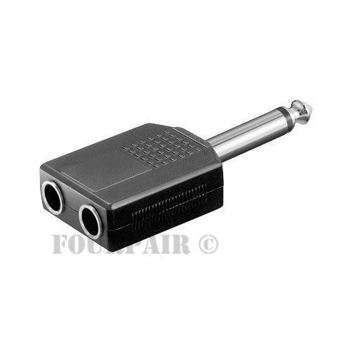 1/4" Dual Mono Female to 1/4" 6.35mm Mono Male Plug Audio Y Splitter Adapter