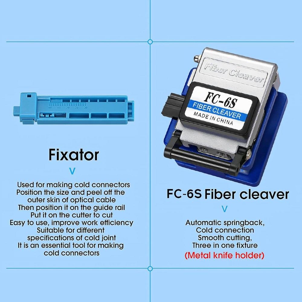 Fiber Optic Termination Tool Kit FTTH Cable Cold Welding Tool Set with 6S Optica