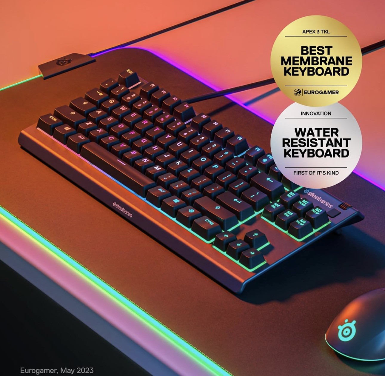 SteelSeries Apex 3 TKL RGB Wired Gaming Keyboard - Black - 64831