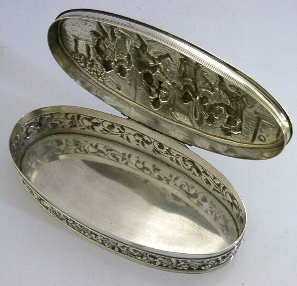 RARE LARGE DUTCH SOLID SILVER TABLE TRINKET DESK BOX 1914 ANTIQUE 162g
