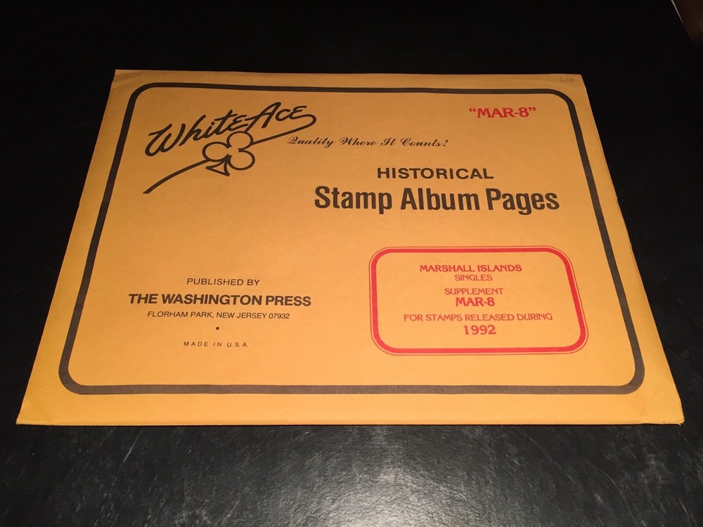 New White Ace Stamp Supplement Pages Marshall Islands MAR-8 -1992