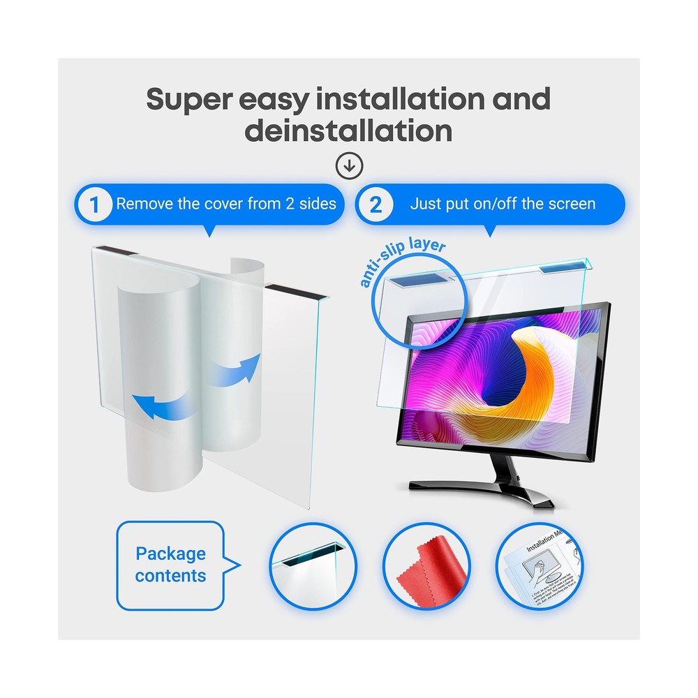 Blue Light Blocking Screen Protector Panel for 23 inch Diagonal LED PC Monito...