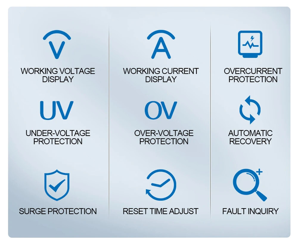 220V 63A Adjustable Voltage Relay Over Under Voltage Protector Wattmeter Meter
