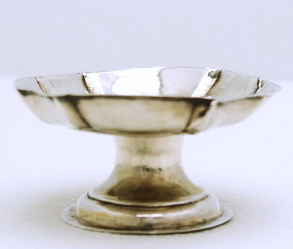 Danish Solid Silver Raised Pedestal Bowl Dish Marked Johan Roschke Dated 1755