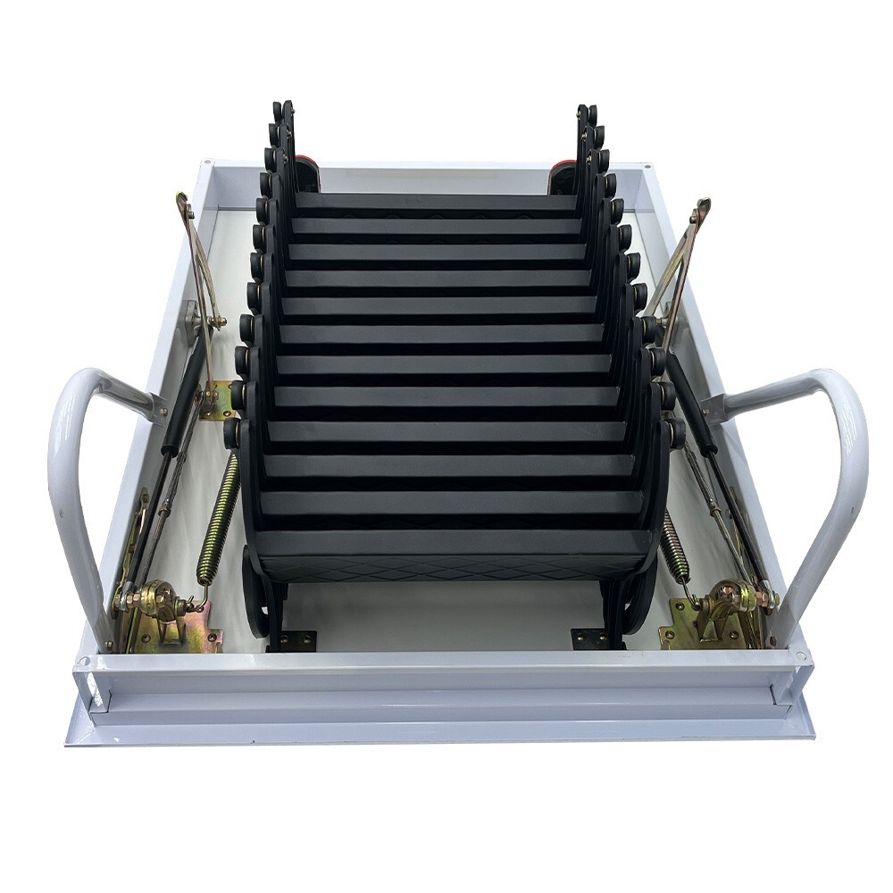 31.5'' x 39.4'' Black Attic Pull Down Ceiling Ladder Stairs 9.84 ft/12 Steps