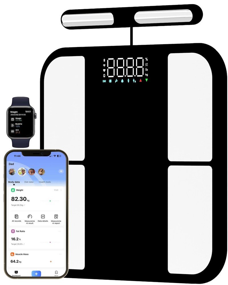 Smart Body Composition Scale 56 Metrics BMI, 8-Electrode Bluetooth LED Bathroom