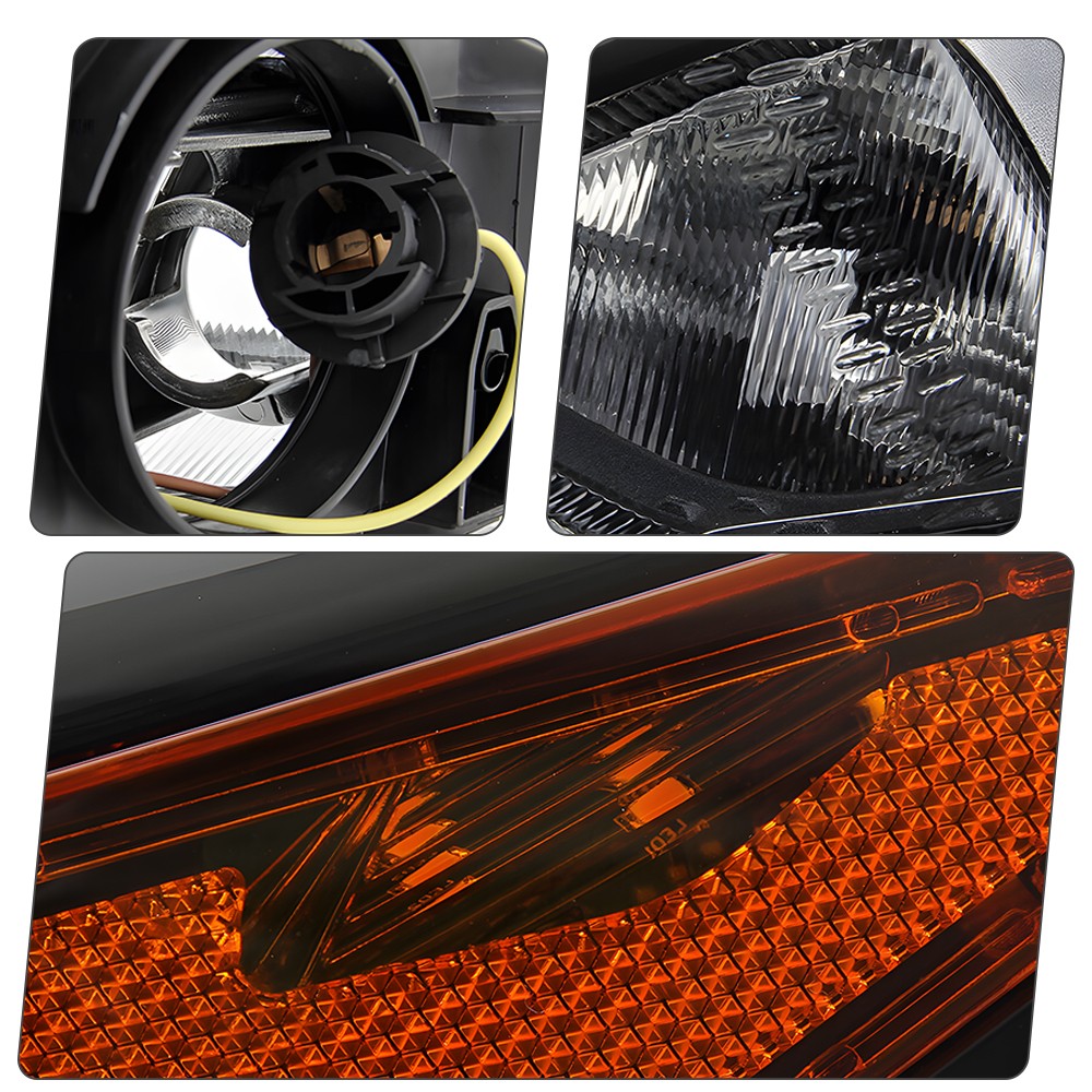 Halogen Headlight For 2015-2018 Ford Focus Black Bezel w/ Bulbs Driver Left Side