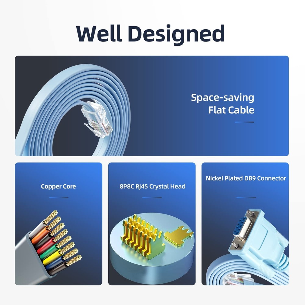 Plug-and-Play DB9 to RJ45 Console Management Cable - Reliable Data Transfer