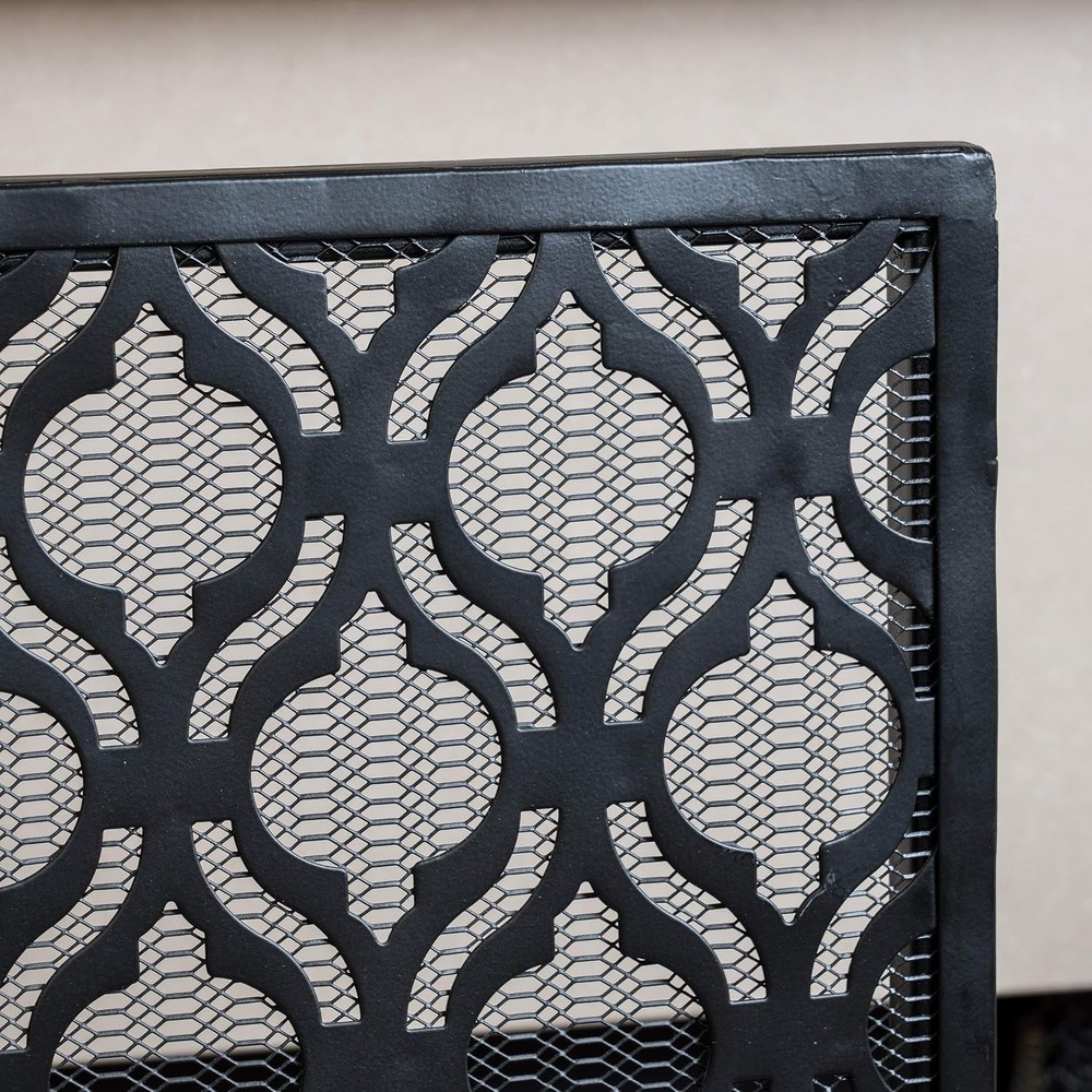 Black Iron Fireplace Screen Single Panel Design by Elmer for Modern Interiors