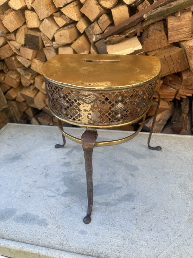 Antique Brass Fire Fireplace Footman Warming Stand