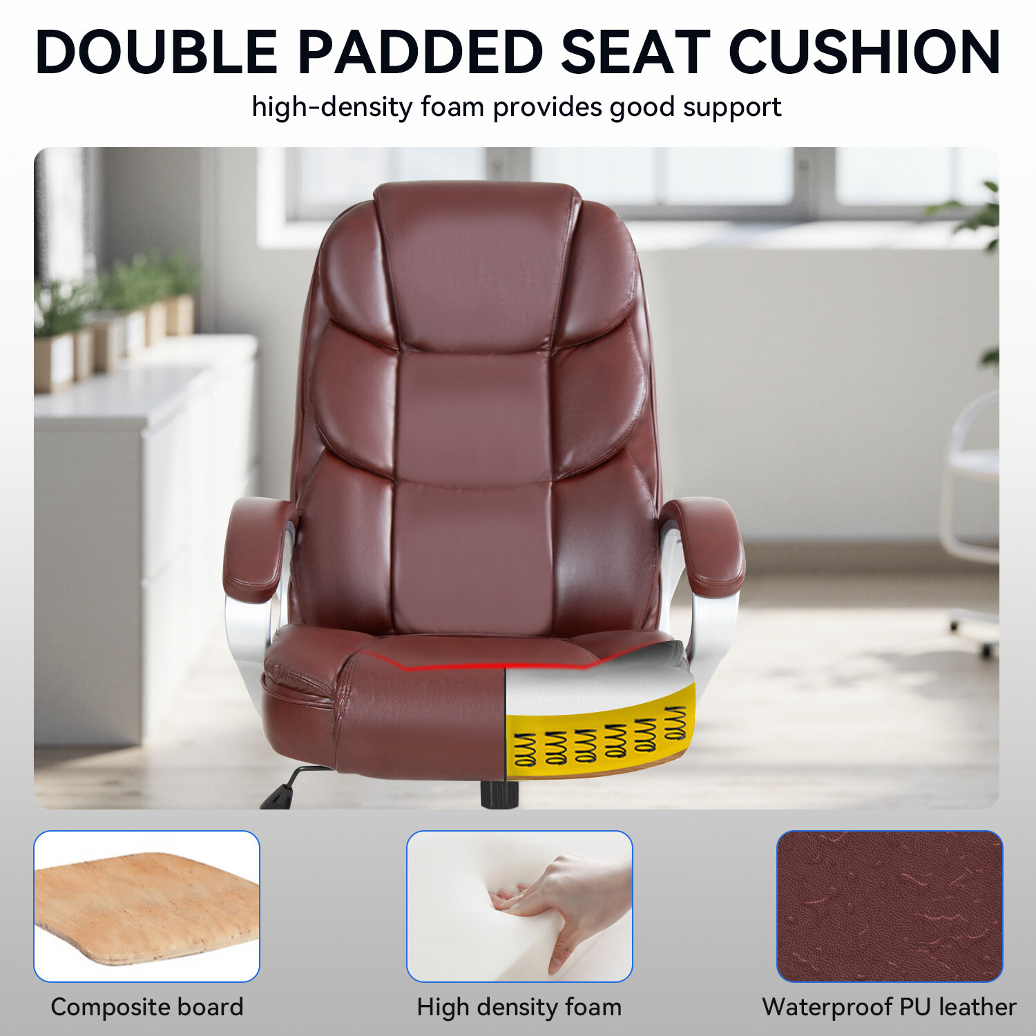 Office Chair Ergonomic High-Back Executive Desk Chair with Adjustable Swivel