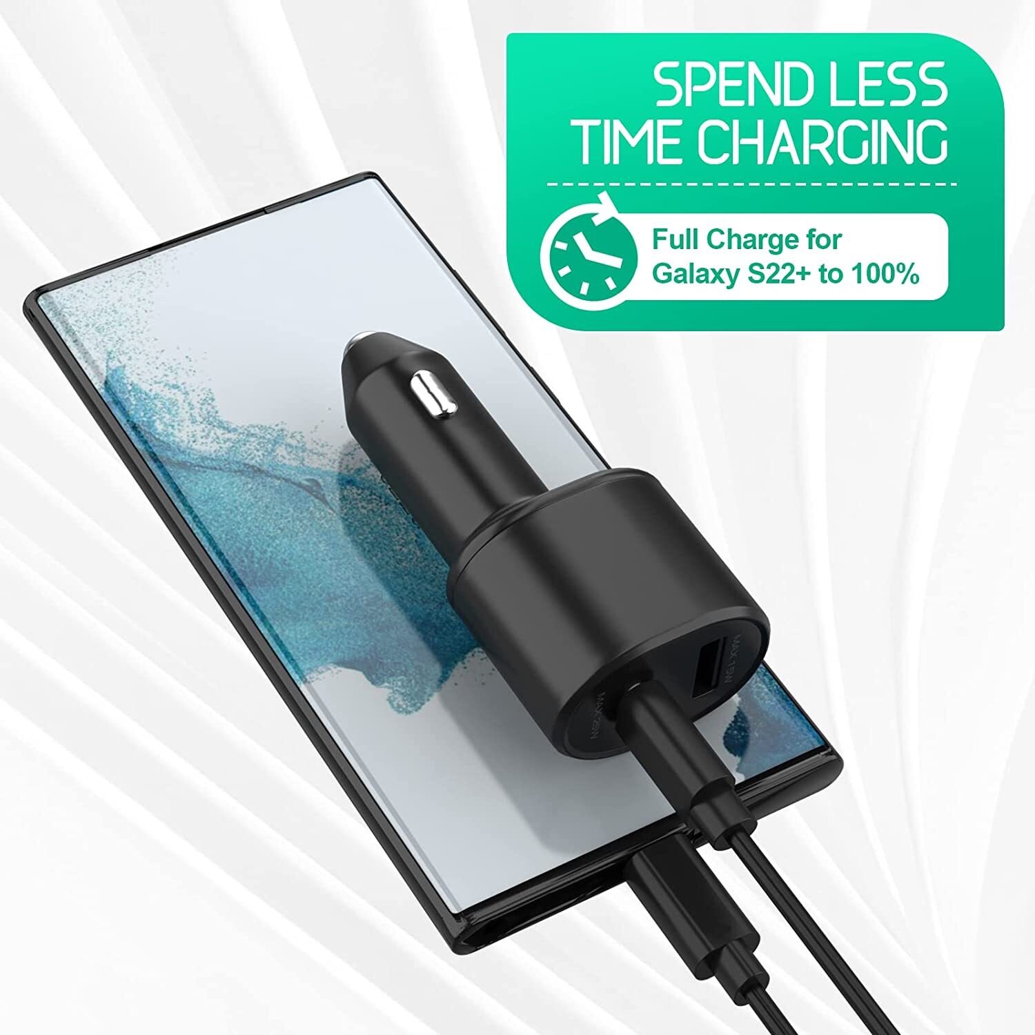 Samsung 45W Dual Car Charger with Cable Super Fast Charging &Type-C-/s22/s23-