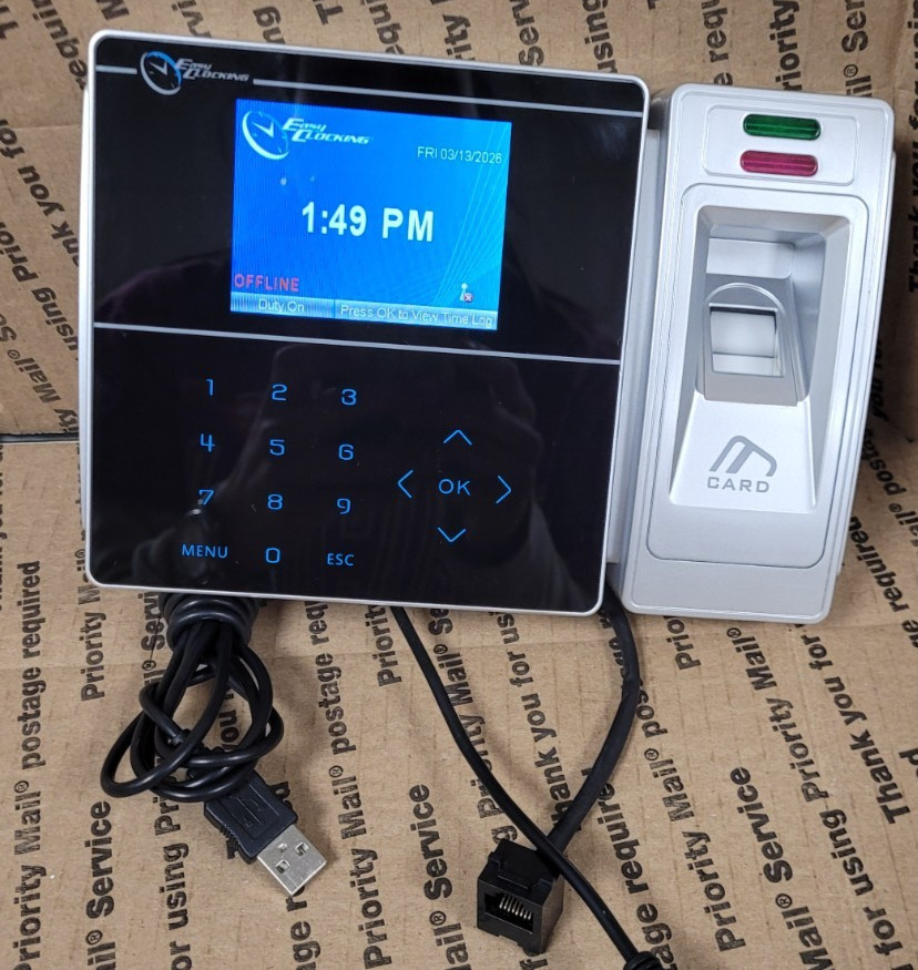 Easy Clocking EC200-W WiFi Time Clock Fingerprint/RFID Card Reader (POWERS ON)