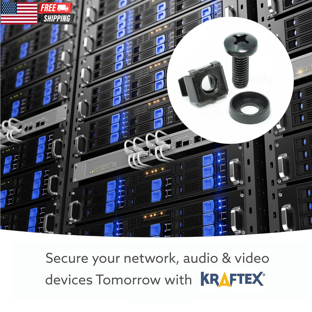 10-32 Rack Screws 50-Pack - Versatile Server Rack Accessories for Network Cabine