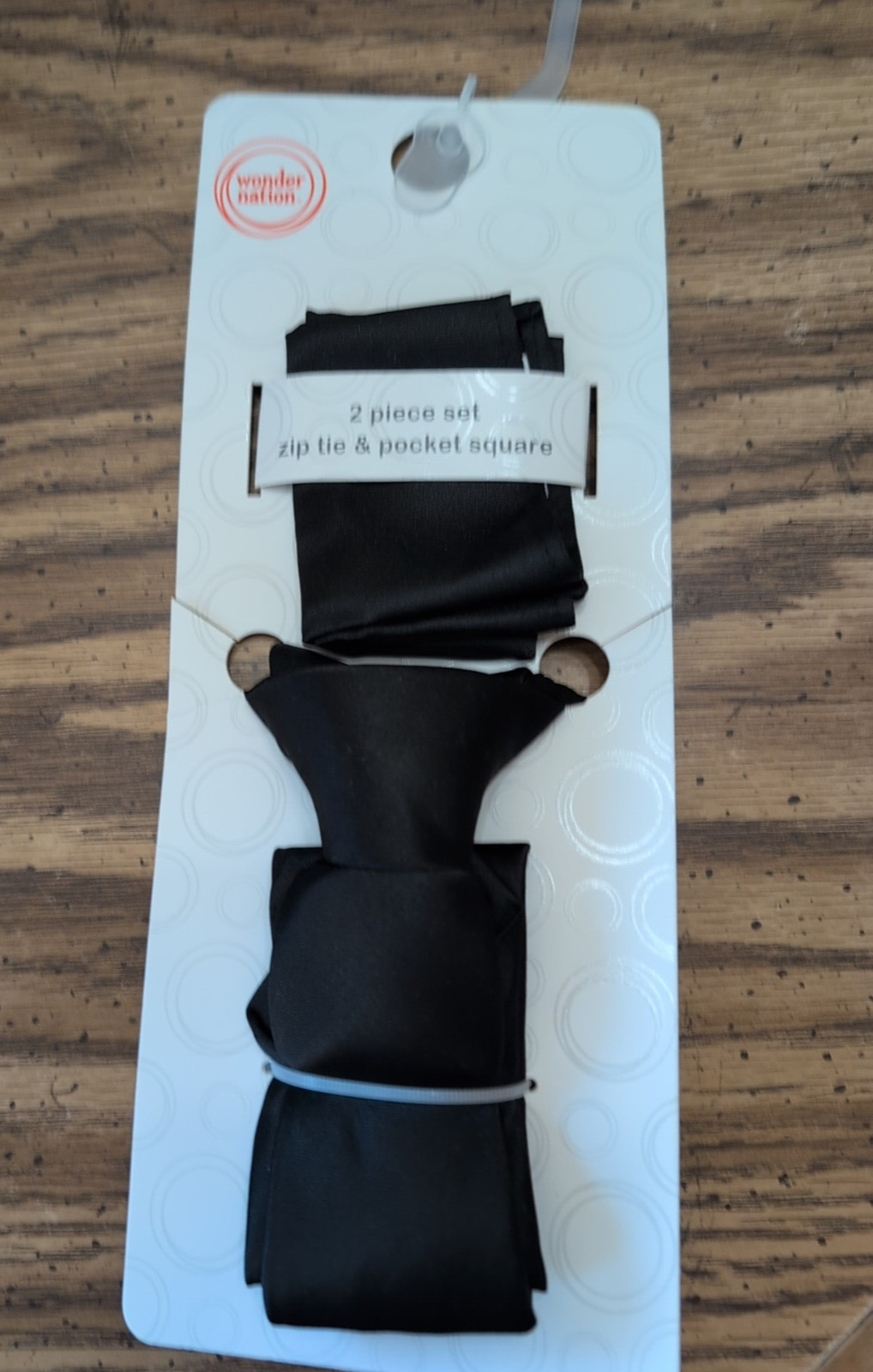 Boys Easy Zip Tie & Pocket Square Set (One Size) Black Wonder Nation NWT