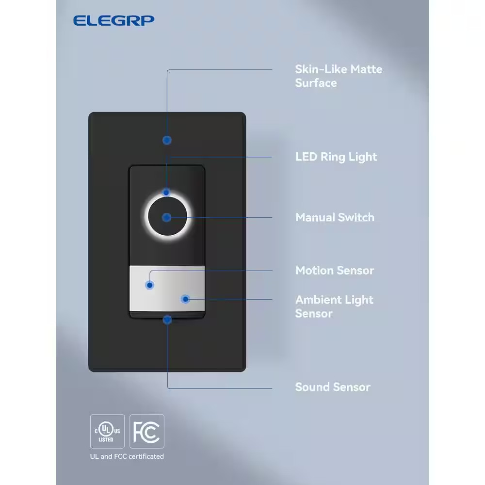 Smart Sensor Light Switch Single Pole 2. 4Ghz Wi-Fi Dimmer Switch Compatible W/A
