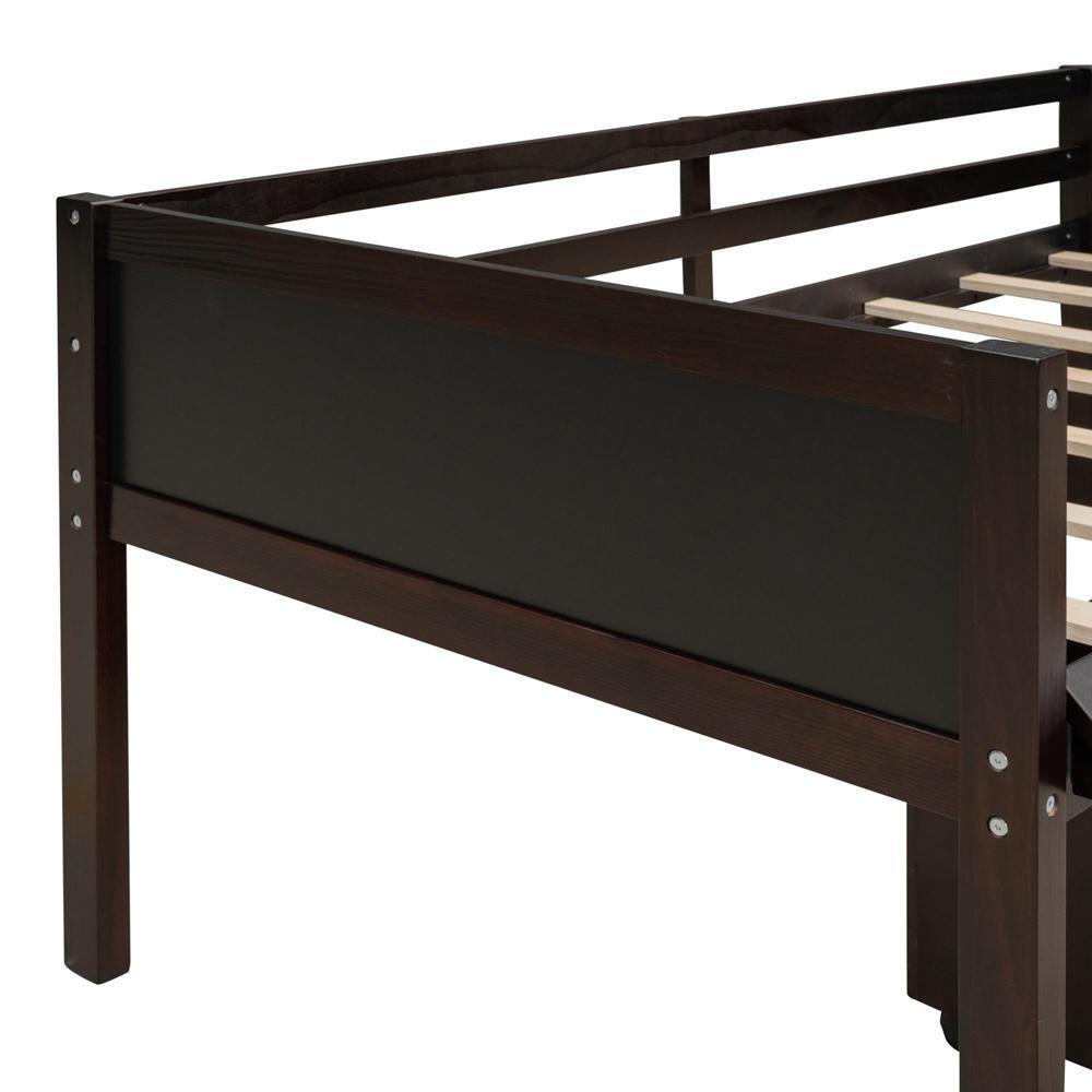 New Practical Twin size Loft Bed Wood Bed w/ Two Storage Boxes - Espresso