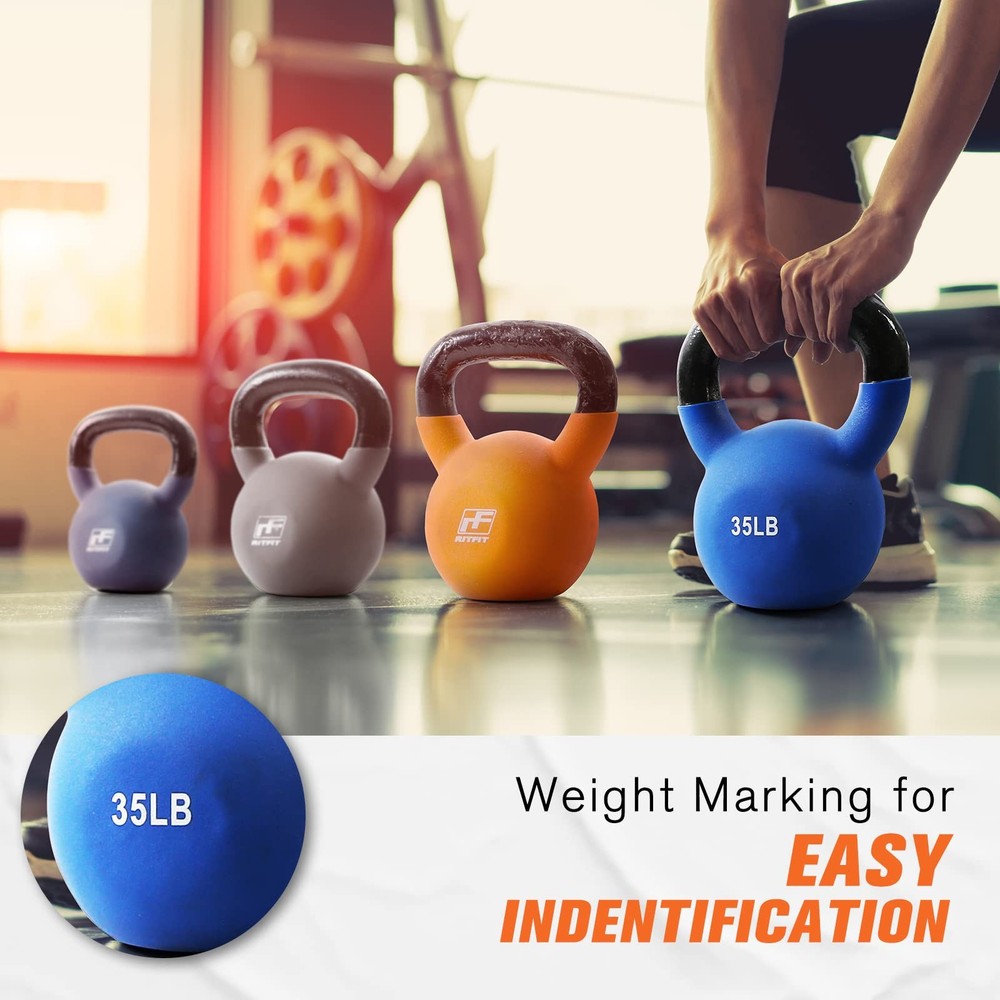 Neoprene Coated Solid Cast Iron Kettlebell - Great for Full Body Workout, Cro...