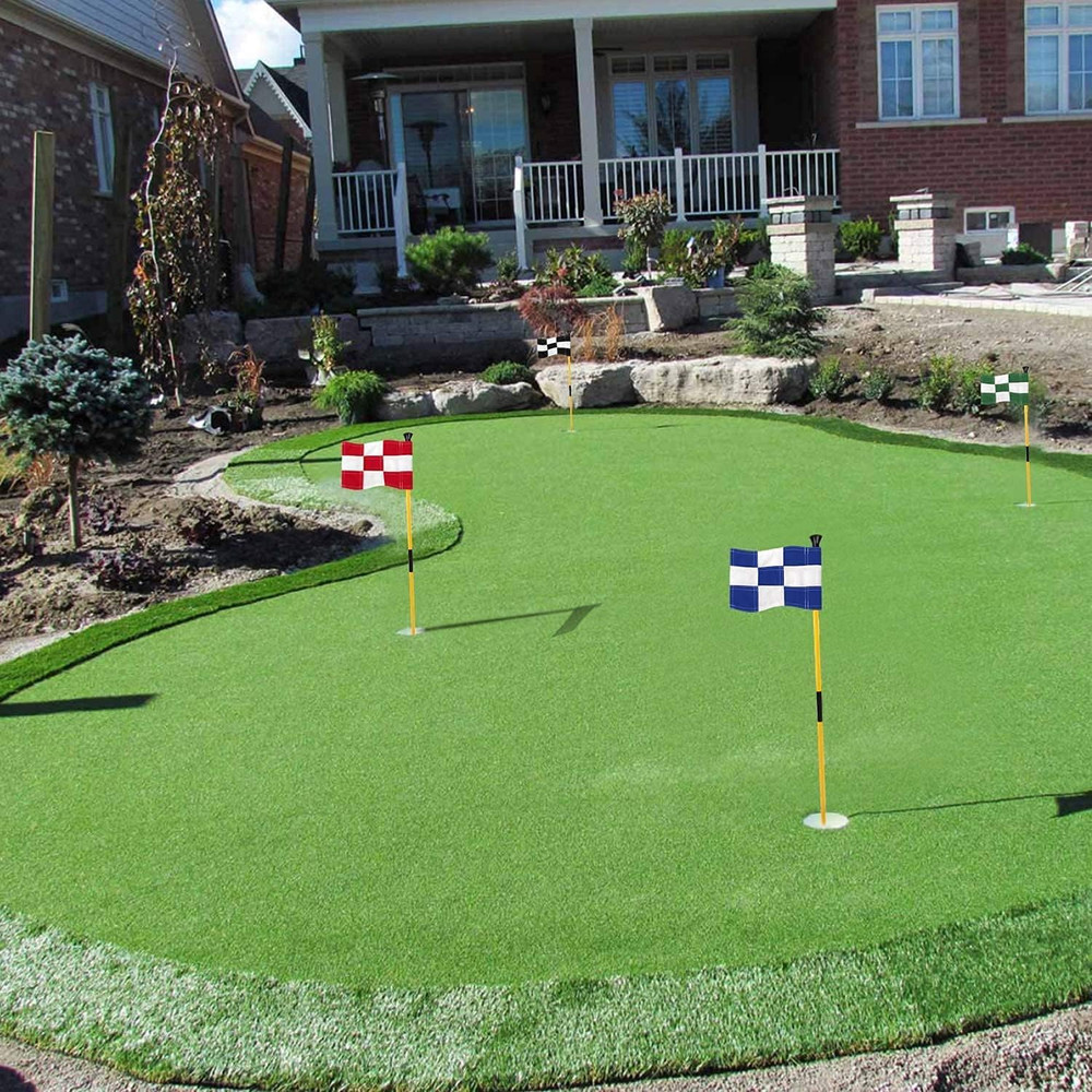 Mini Golf Flagstick Set - 3 Pack 3ft Putting Green Flags with 2-Section Poles