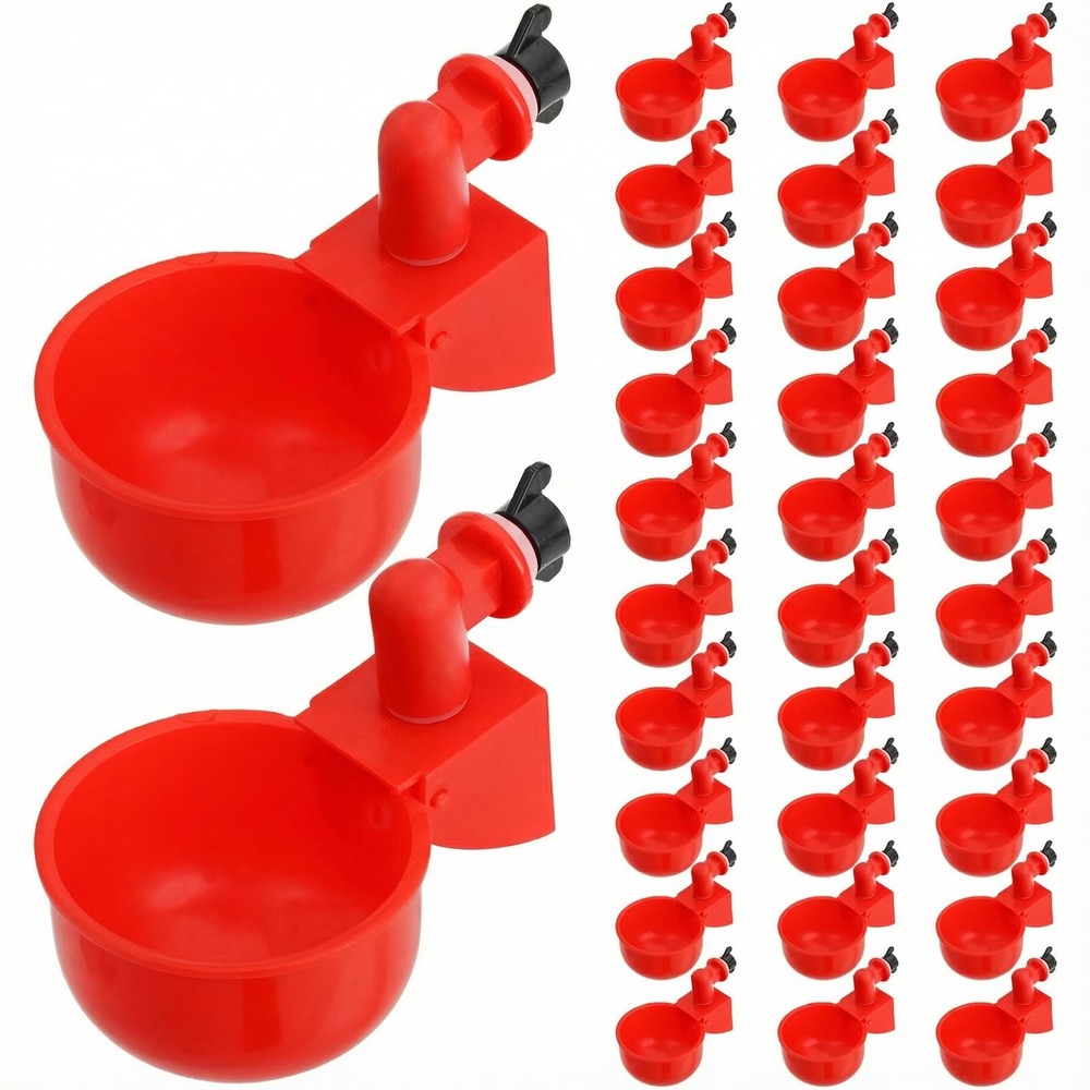 30 Pack Chicken Water Cup, Automatic Drinking Cups for Chickens, 3/8 Inch Thr...