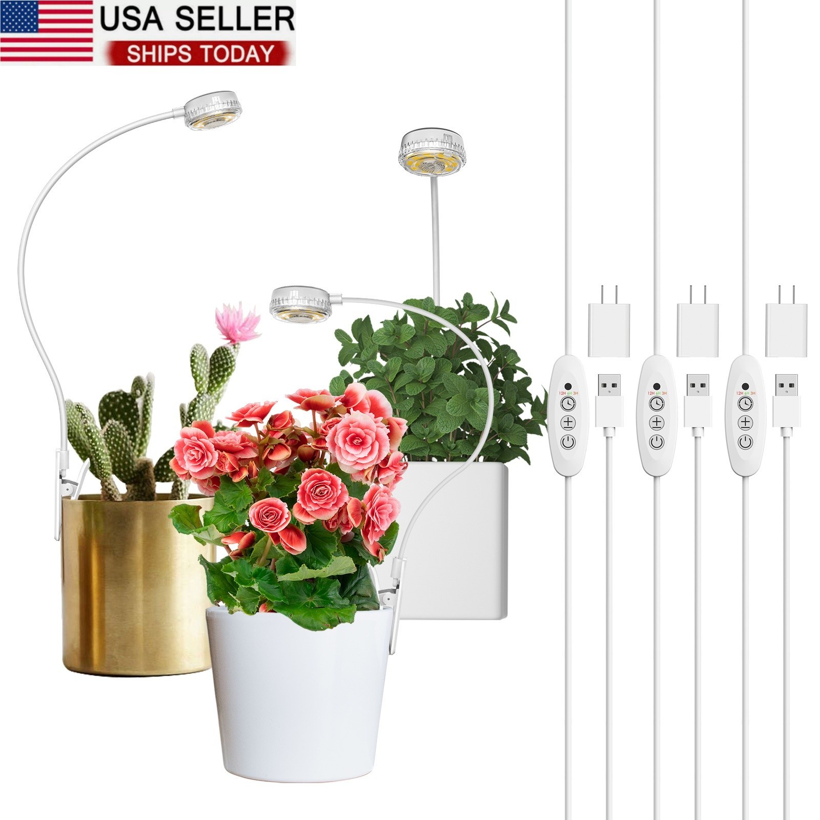 SANSI LED Potted Grow Lights for Indoor Plants Full Spectrum Dimmable With Timer