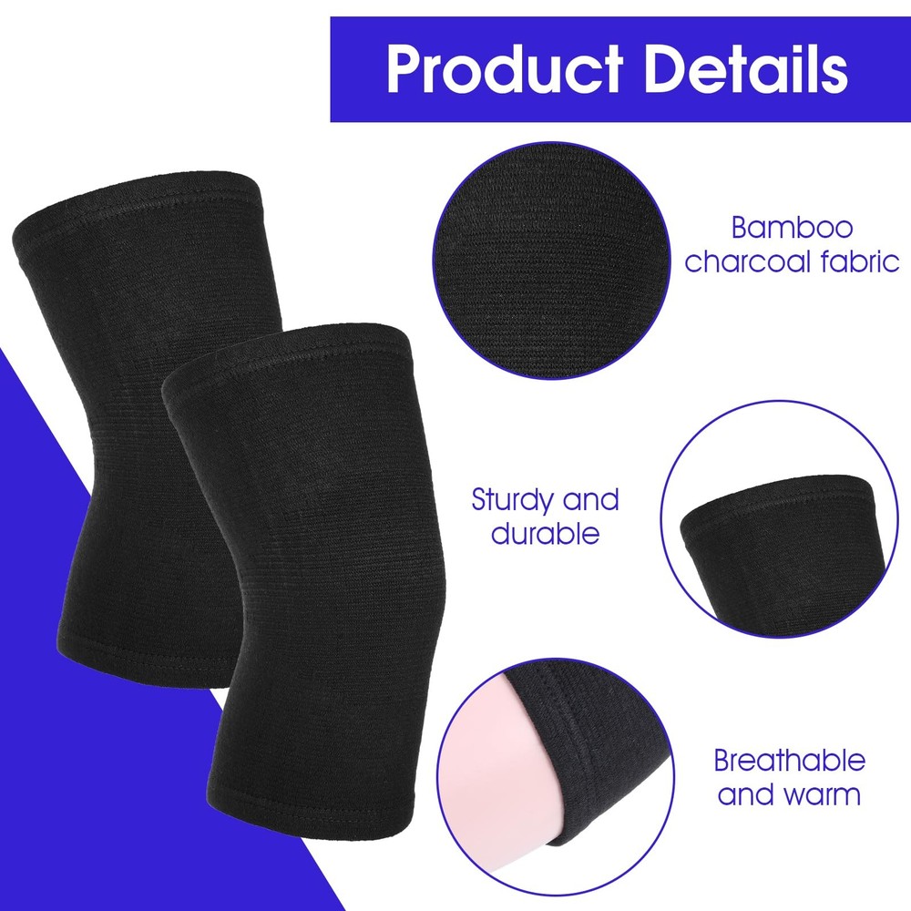 AOZUO Bamboo Knee Sleeve, Elastic Compression Brace Large, Black