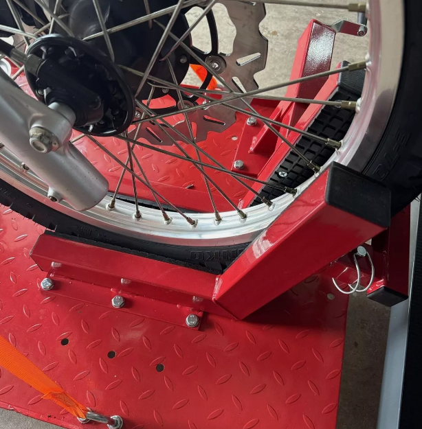 Motorcycle Wheel Vise Stop Chock Brace Accessory Heavy Duty Adjustable Holder