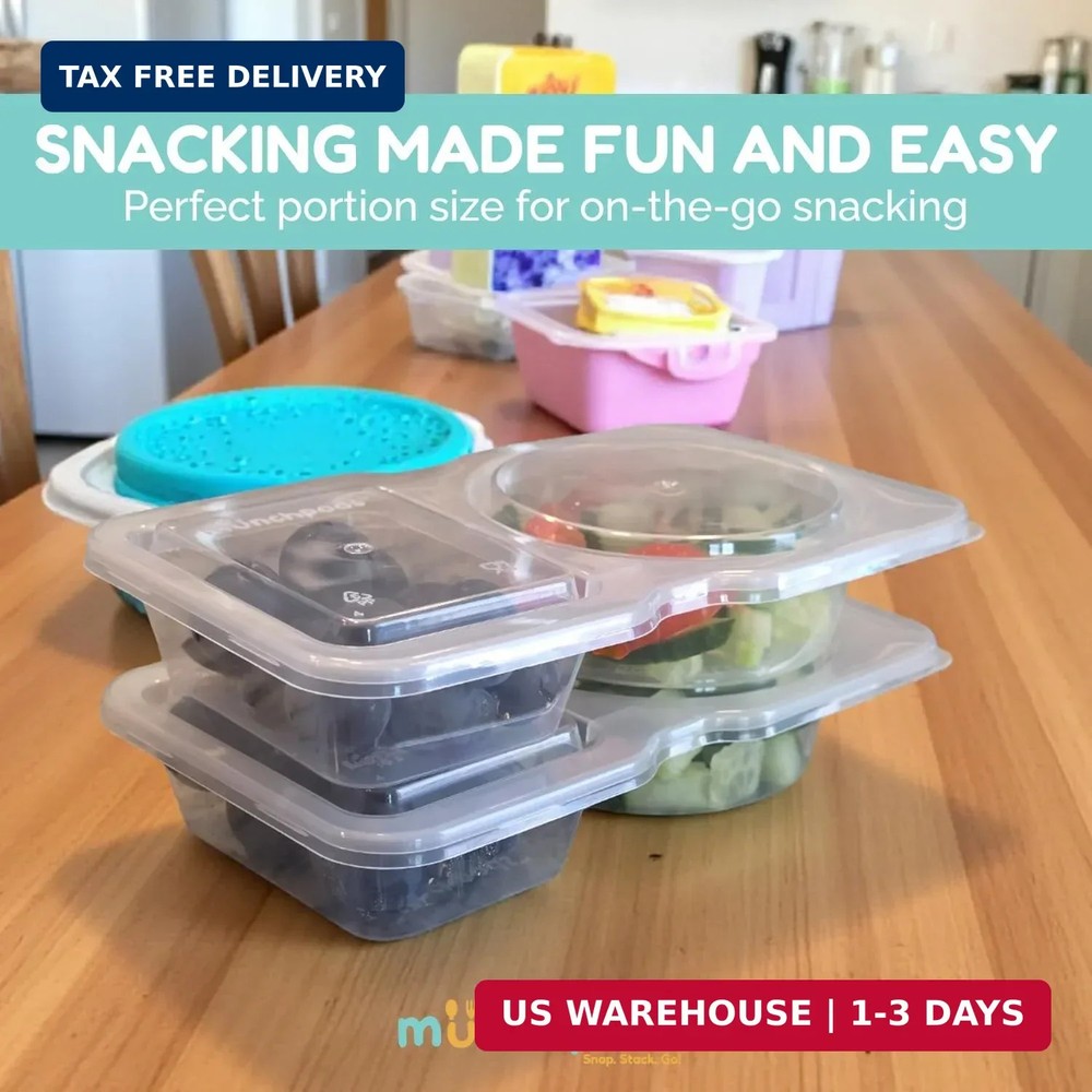 Reusable Snack Containers with Lids 20 Pack (40 Pieces) Portion control, Snack P