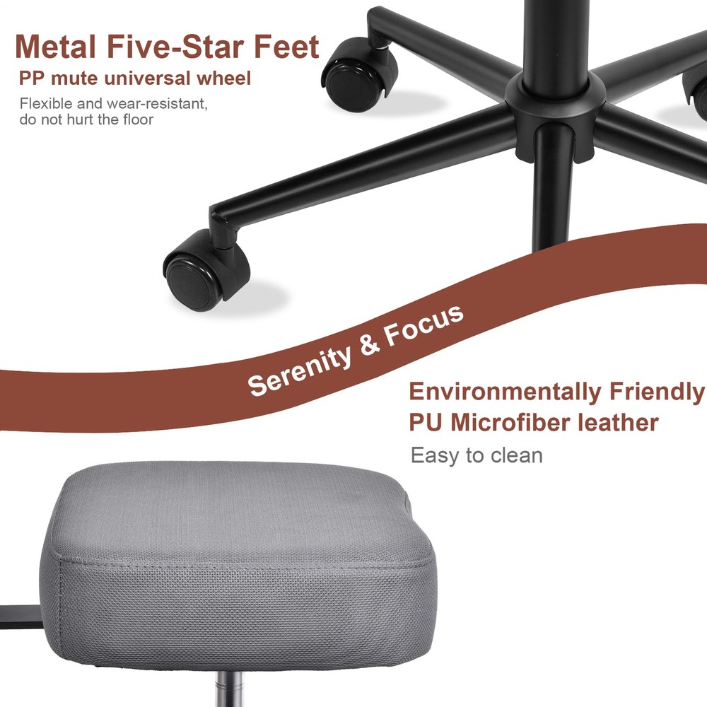 Height Adjustable Seat with Wheels for ADHD, Kneeling Chair with Back Support