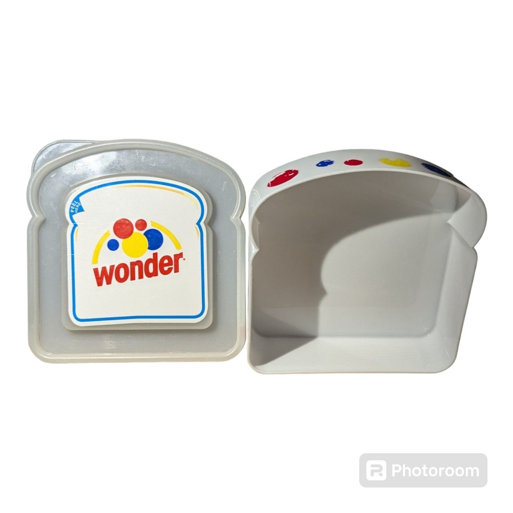 WONDER BREAD Plastic Sandwich Keeper Container Storage Holder Box Vintage