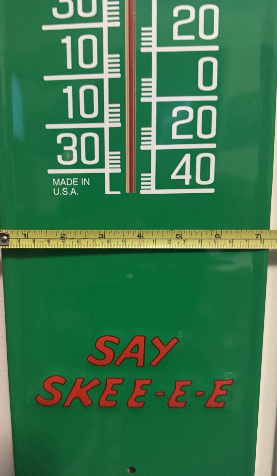Vtg SKI Cola Metal Thermometer - Say Skeee - measures 7" x 28" LARGE