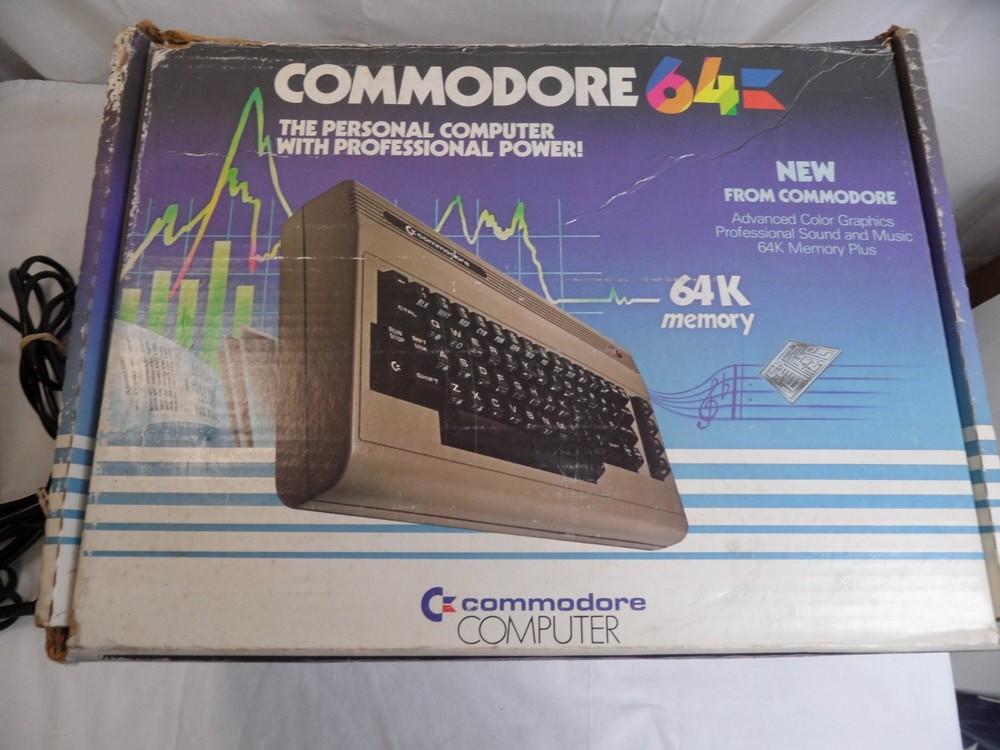 Commodore C64 Computer in Box Heat Sinks Power Supply Video cable- TESTED