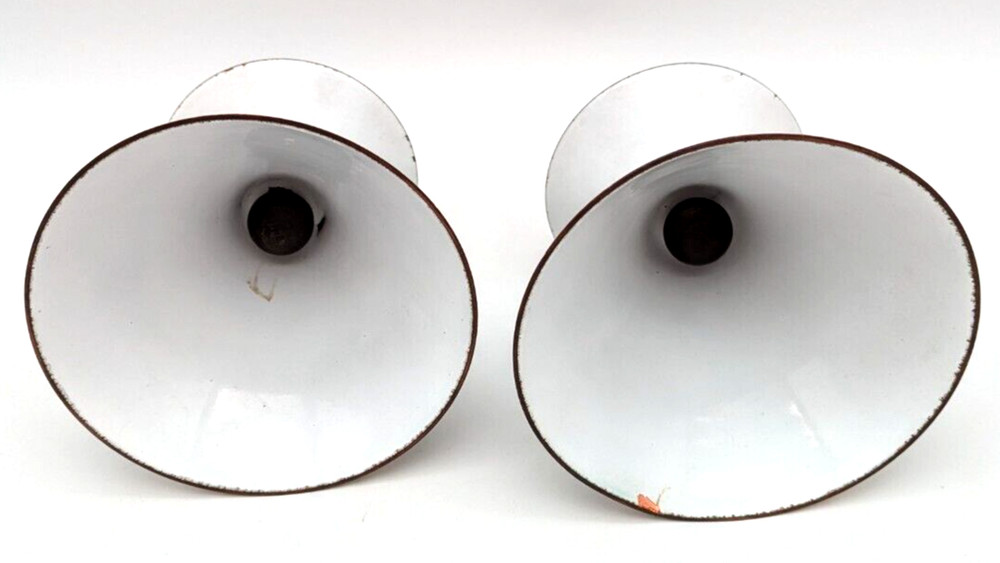 MCM Enamel Over Copper Candle Holders Snowflakes