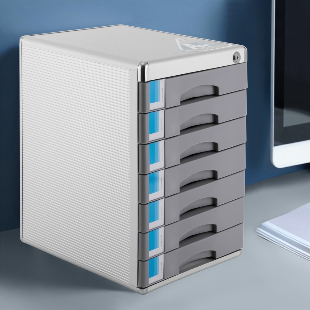 Rectangular Document Storage Box 7 Compartments Drawer Desktop File Organizer