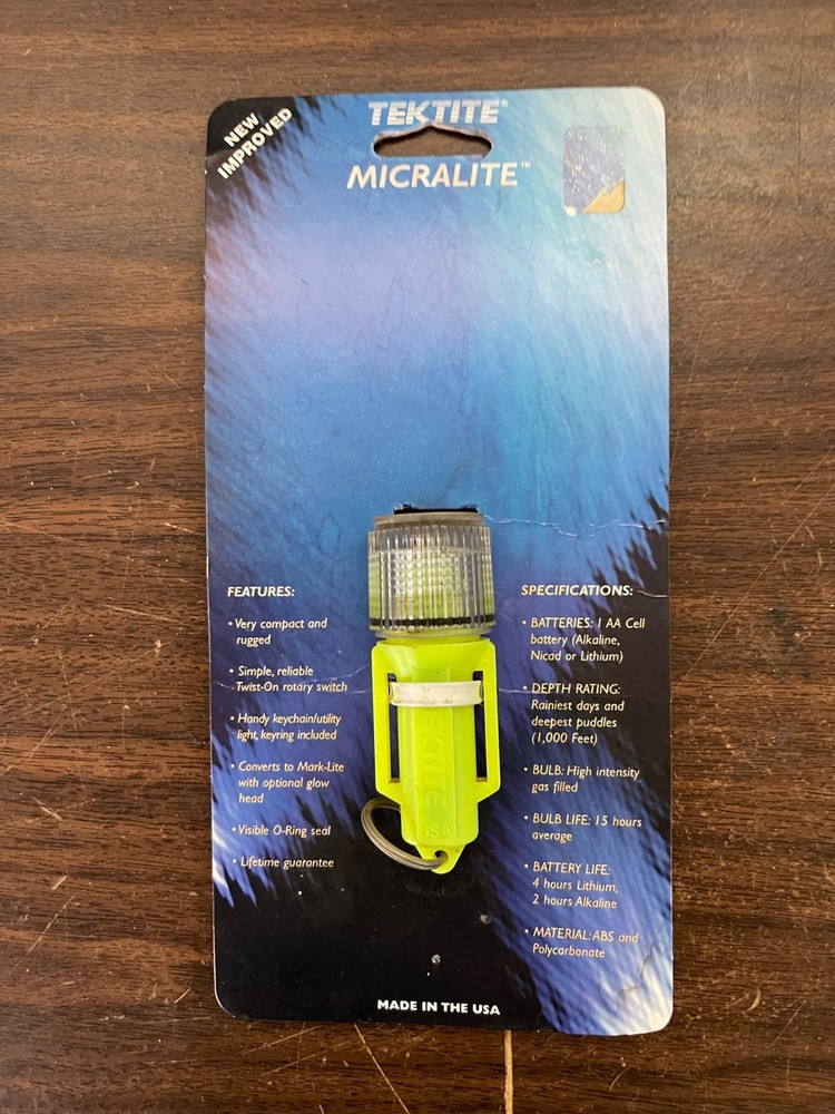 TEKTITE Micralite Diving Light Stick Yellow Handle UNTESTED