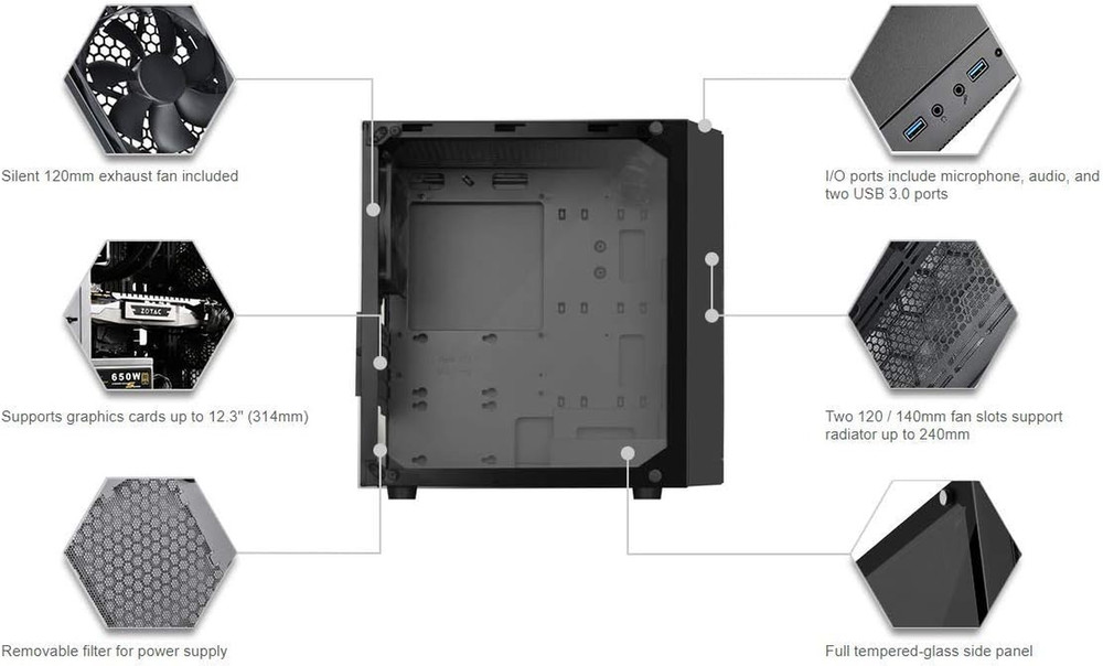 Technology Micro-Atx Glass Computer Case PS15B-G
