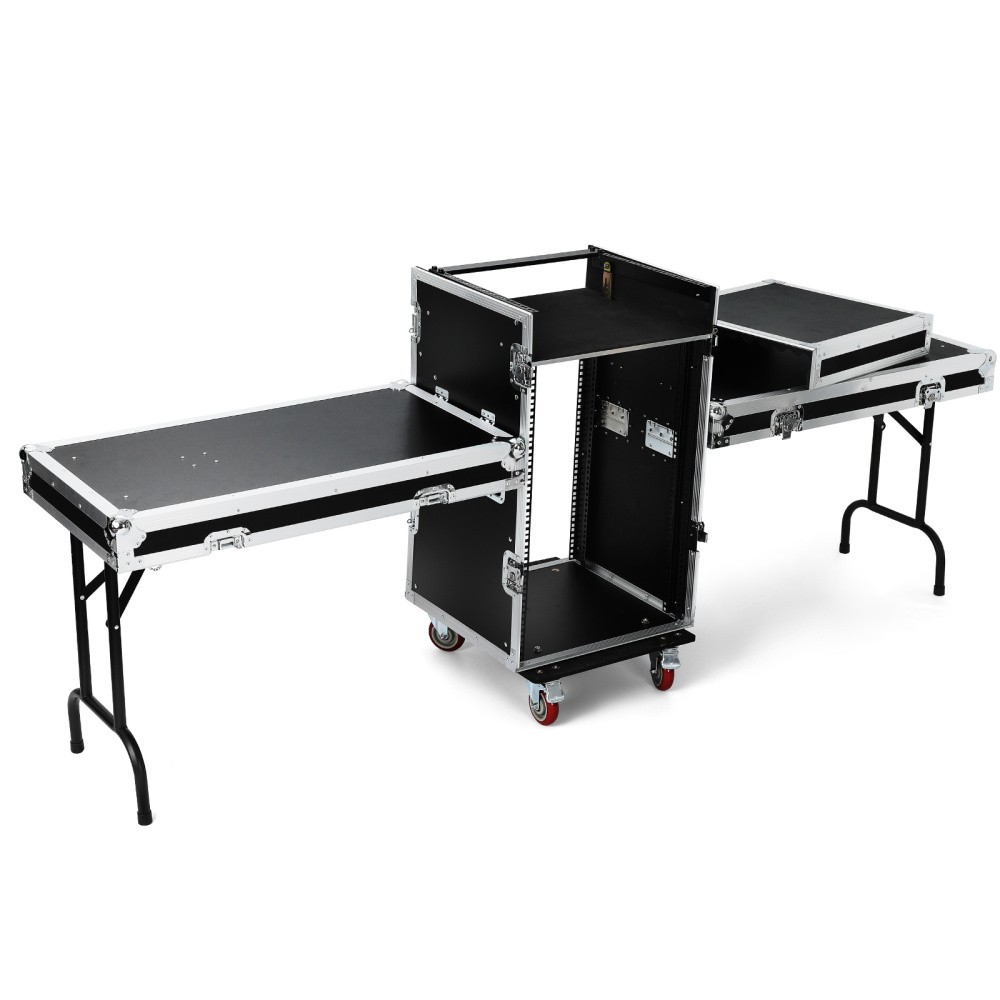 16U Road/Rack Case Includes 2 DJ workstations 4 casters w. Brakes ATA Rack Case
