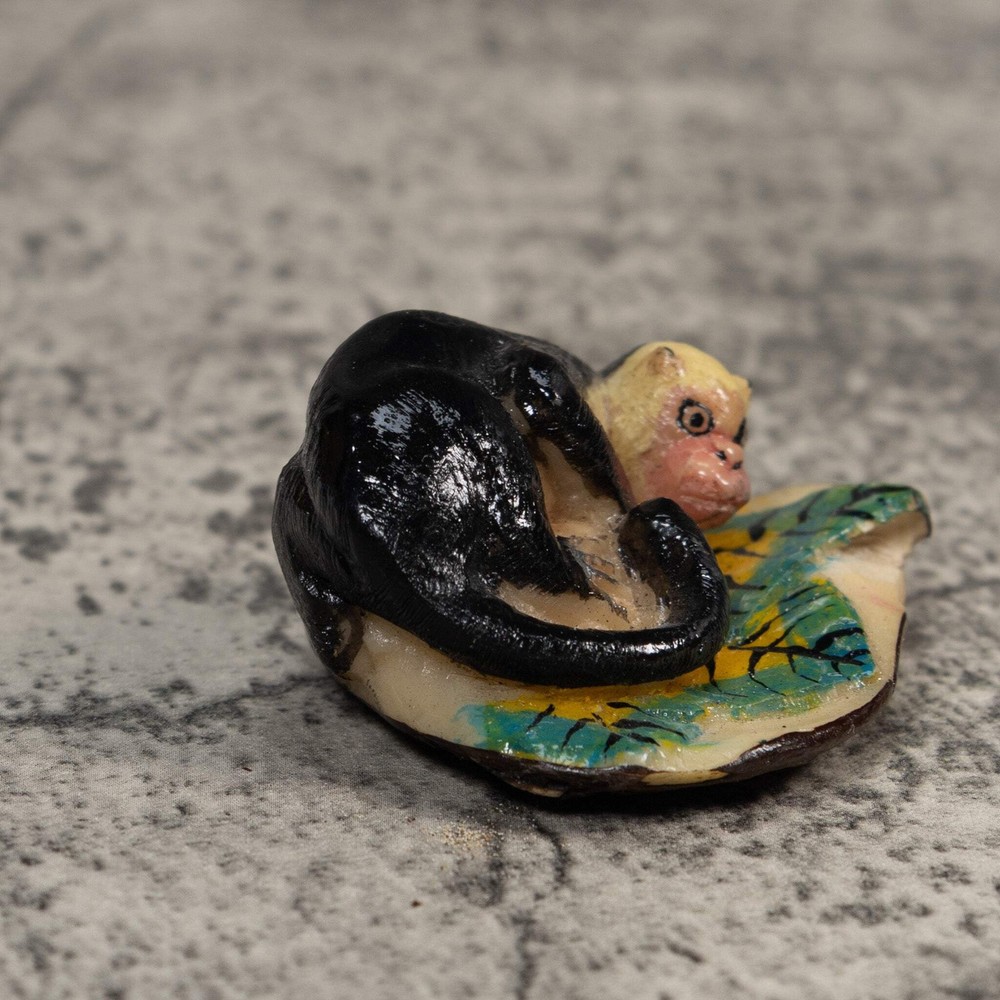 Vintage Black Monkey Tagua Carving