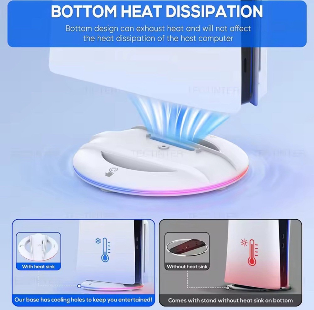 Vertical Cooling Stand with RGB Light For PS5 Slim Disc/Digital Edition Console
