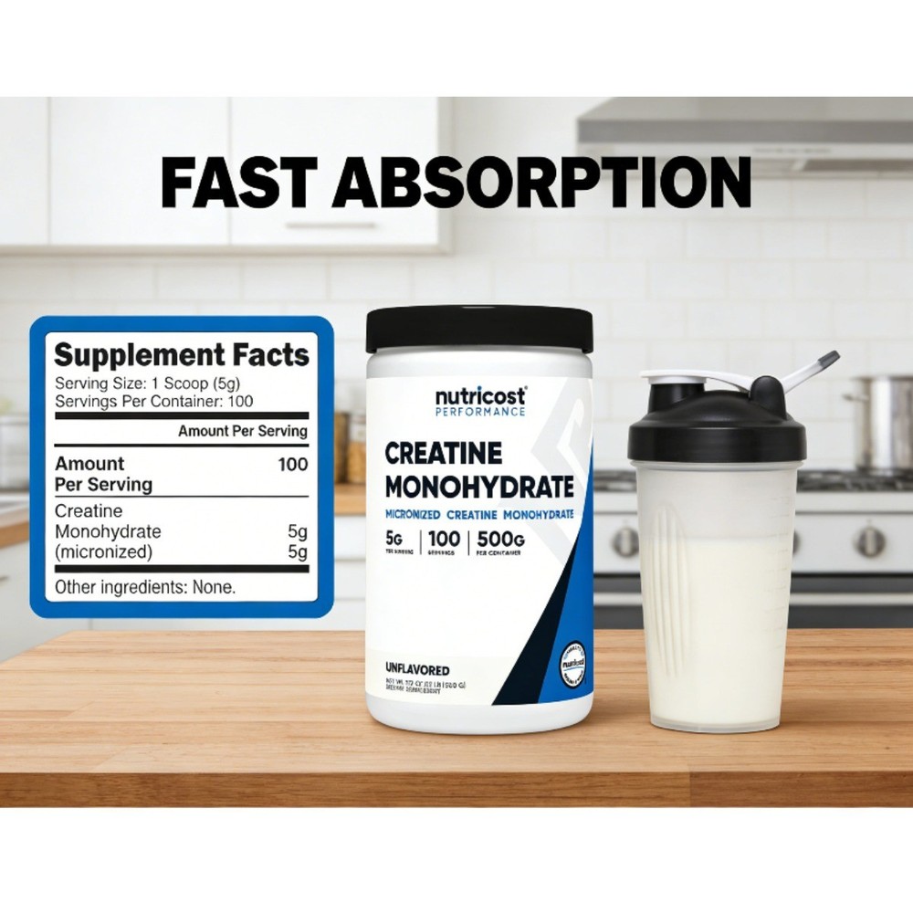 Nutricost Micronized Creatine Monohydrate - Pure Powder for Strength