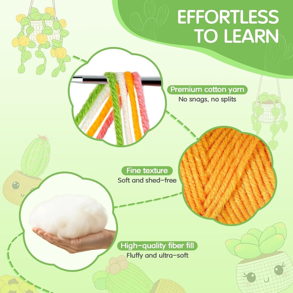 Crochet Plants Kit for Beginners: 6 Hanging Plant Patterns with Video Tutorials