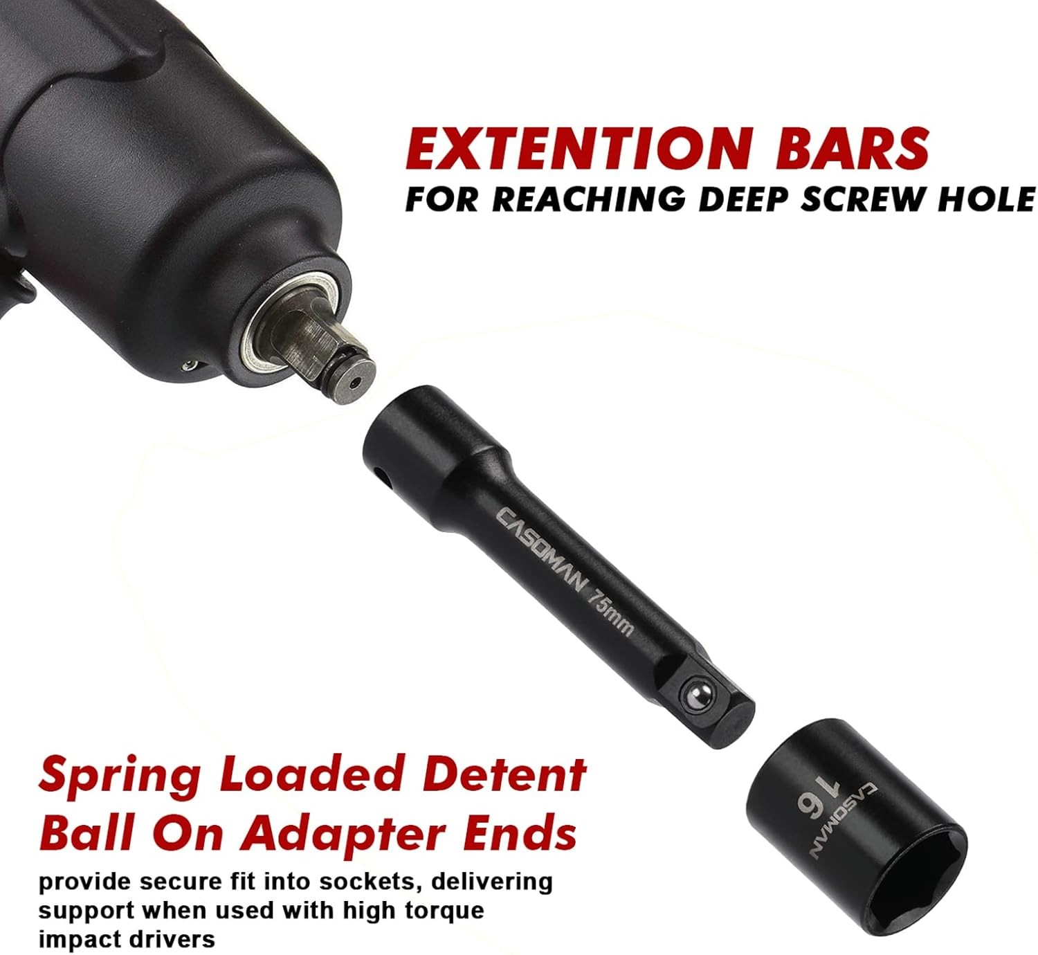 CASOMAN 3/8" Drive Impact Socket Set, 49 PCS (5/16-Inch to 3/4-Inch and 8-22 mm)