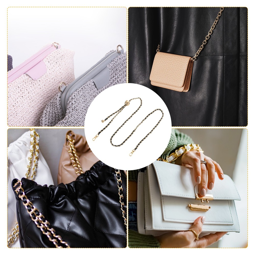 Purse Chain Strap, 51 Inch Adjustable Chains Strap Black/Light Gold